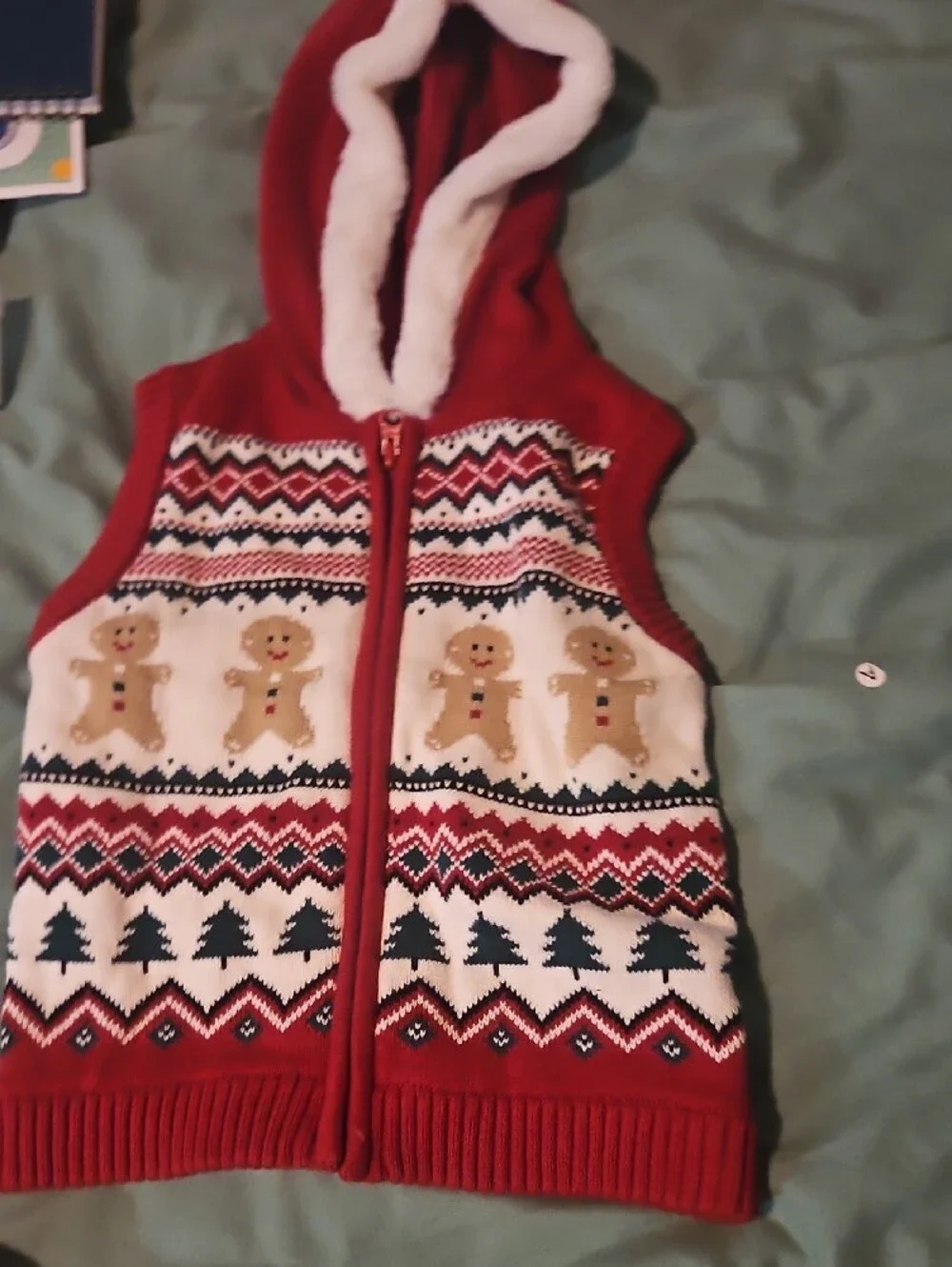 Gymboree Girls Red Knit Gingerbread Hooded Skirt Set - Size 6